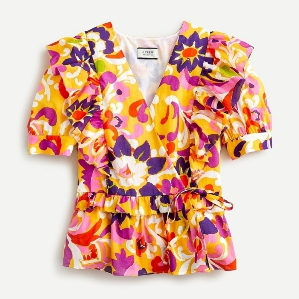J Crew Collection Ruffle Wrap Top
